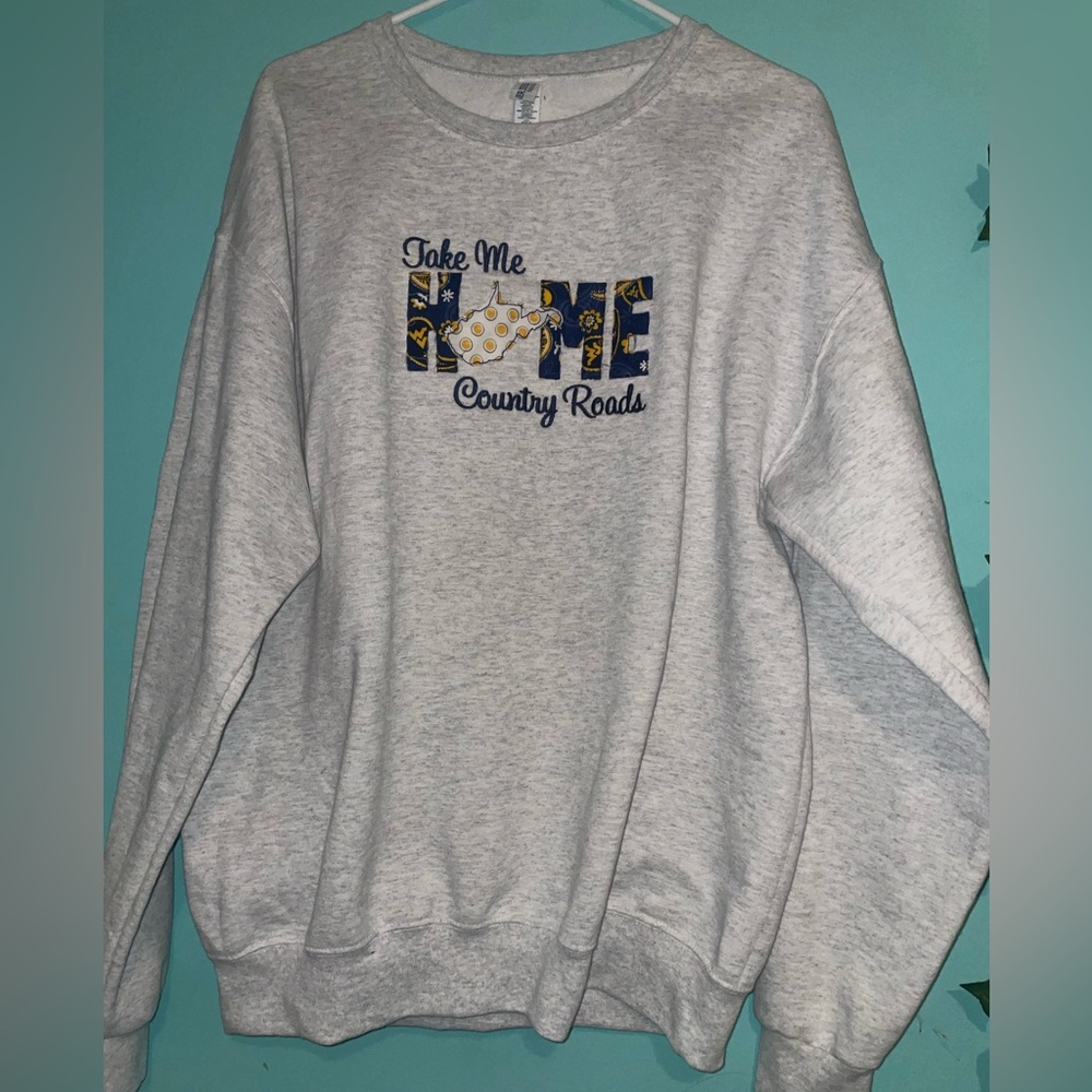 Lg Wv sweat shirt, “take me home country roads” grey